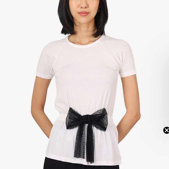 RED Valentino Tops - RED Valentino white shirt with Midnight tulle Bow